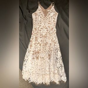 Blair Embellished Fit & Flare Cocktail Dress white/tan